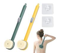 LLGL Confezione da 2 spazzole da bagno liquide con manico lungo, spazzola rimovibile per il corpo con dispenser di sapone, spazzola per il lavaggio del corpo, spazzola per la pulizia profonda
