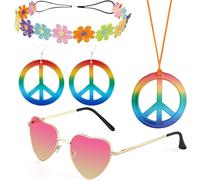LLGSDLL Hippie - Costume da hippie, abbigliamento da donna e da uomo, accessori per spogliatoio, accessori per feste, abbigliamento anni '60 anni '70