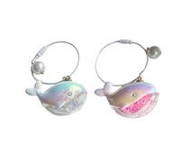 LLHCF 1 paio di portachiavi in acrilico a forma di balena, ciondolo elegante per borsa, ciondolo da appendere alla borsa, texture acrilica, per uso quotidiano o come accessorio per chiavi alla moda