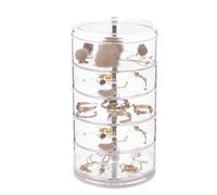 LLHCF 3/4/5Tier Risparmio di Spazio Gioielli Storage Impilabile Rotante Gioielli Caso Risparmio di Spazio Display Gioielli Portatile Multistrato Trasparente Rotante Portagioie Contenitore Portagioie