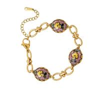 LLHCF Artistico Francese Design Bracciale Regolabile Impermeabile Gioielli con Pendente Floreale Fascino Elegante Catena Da Polso Accessorio Pittura A Olio Floreale Ciondolo, Misura unica, come