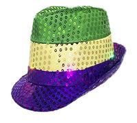LLHCF Cappelli da pescatore luminosi per donne e uomini cappello in tessuto spesso con tesa a LED cappelli casual in feltro di Natale con paillettes