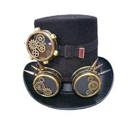 LLHCF Cappello a cilindro vittoriano Steampunk con occhiali vintage accessori set per adulti Halloween vestire cappello da mago
