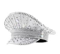 LLHCF Cappello da capitano con paillettes Rivetti Cappello da marinaio per discoteca House Cocktail Party Vacanza Cristallo scintillante per attore comico