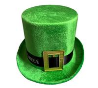 LLHCF Cappello verde per festa di San Patrizio cappello piatto festa festa nazionale irlandese festa festa cintura fibbia puntelli festival