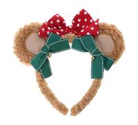 LLHCF Cerchietto con orecchie di orso in peluche, per donne e ragazze, con fiocco, accessorio per costume per Halloween e Natale