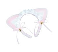 LLHCF Cerchietto per capelli da cameriera in pizzo con orecchie in peluche con fiocco per costume cosplay festa di Halloween copricapo da donna anime copricapo