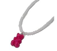 LLHCF Collana con ciondolo a forma di orso, collana con perline e dopamina, girocollo in resina per donne, ragazze, adolescenti, Misura unica, come descritto, come descritto