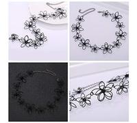 LLHCF Collana corta da 36 cm con bellissimo fiore nero, delicata collana girocollo per clavicola, regalo per festa della mamma, anniversario