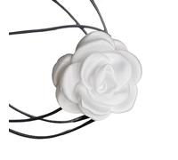 LLHCF Collana girocollo alla moda retrò nera in corda con camelia girocollo per donne ragazze gioielli ornamento fiore fascino, Misura unica, come descritto, come descritto