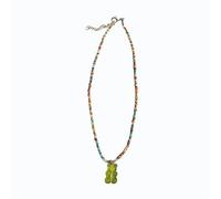 LLHCF Collana girocollo con ciondolo a forma di orso/cuore colorato multicolore con perline di riso