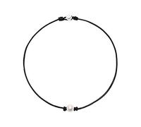 LLHCF Collana girocollo in pelle nera gotica con perle vere e proprie perle girocollo in vera pelle collana gioielli collana lunga catena