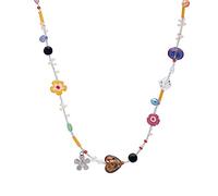 LLHCF Colorato Acrilico Del Pendente Del Fiore Della Collana Monili Dichiarazione Gotica Girocollo Con Perline E Catena Clavicola