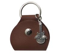 LLHCF Comoda custodia protettiva per plettro per chitarra, custodia protettiva antiurto con texture in poliuretano, multifunzionale, per plettri per chitarra, Marrone, Silver pendant