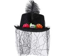 LLHCF Elegante cappello con velo floreale per Halloween e uso teatrale Tema Celebrazione spettacoli teatrali