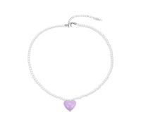 LLHCF Elegante collana di perle finte per le donne con ciondolo a forma di cuore dolce collane girocollo gioielli per feste di nozze collana a forma di cuore, Misura unica, come descritto, come