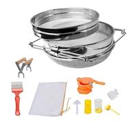 LLHCF Kit per la raccolta dell'apicoltura in acciaio inossidabile doppio setaccio Miele Filtro Telaio Grip e Uncapping Forchetta Forniture per apicoltori