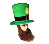 LLHCF Leprechaun Caps Green Top Hat Con Barba San Patrizio Festa Leprechaun Cappello Regali Vacanza Carnevale Festa San Patrizio