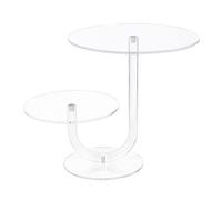 LLHCF Moderno scaffale per torte in acrilico per presentazione a 2 livelli trasparente per dessert, elegante supporto per anniversario di matrimonio