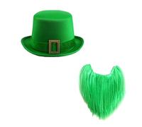 LLHCF Patrick's Day Green Leprechaun Beard Hat Set Festive Accessori per celebrazioni