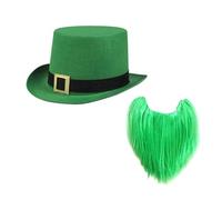 LLHCF Patrick's Day Green Leprechaun Beard Hat Set Festive Accessori per celebrazioni