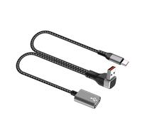 LLHCF Sdoppiatore USB in lega di alluminio, lunghezza 25 cm, USB maschio a femmina, supporta la ricarica simultanea per due dispositivi, cavo dati di ricarica rapida per auto