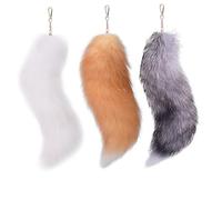 LLHCF Set di 3 portachiavi a forma di coda di volpe per Halloween, alla moda, in finta pelliccia, con ciondolo a forma di borsa, portachiavi con ciondolo oversize e morbidi accessori neutri, R, Taglia