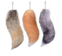 LLHCF Set di 3 portachiavi a forma di coda di volpe per Halloween, alla moda, in finta pelliccia, con ciondolo a forma di borsa, portachiavi con ciondolo oversize e morbidi accessori neutri, O, Taglia