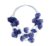 LLHCF Squisita collana a fiori in tessuto esagerato fiore petalo collana girocollo multistrato collana moda spiaggia gioielli regalo multistrato per le donne, Misura unica, come descritto, come