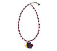 LLHCF Squisita collana di perline con ciondolo a forma di pesce in vetro, fatto a mano, collana girocollo unisex accessorio versatile per le donne accessorio alla moda