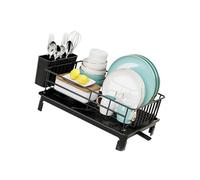 LLHCF Supporto per scolapiatti in ferro bianco con vassoio di aggiunta staccabile e strategia 38 x 26 x 15 cm efficiente scolapiatti effluente