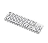 LLHCF Tastiera meccanica con filo Retroilluminazione Arcobaleno Retro Punk Keycap Rotondo Per 104 Tasti Media Knob Bianco