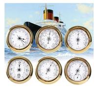 LLHTTDMBDFC Barometro, barometro tradizionale, 120 mm, da parete, termometro, igrometro, barometro, orologio da marea, stazione meteorologica, guscio in rame (6 stili) per hotel, magazzini, uffici