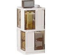 LLHTTDMBDFC Torre for libri girevole a 360° Scaffale girevole impilabile Libreria multistrato da terra for piccoli spazi Armadio portaoggetti trasparente con ante(74cm*37cm*37cm)