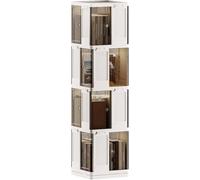 LLHTTDMBDFC Torre for libri girevole a 360° Scaffale girevole impilabile Libreria multistrato da terra for piccoli spazi Armadio portaoggetti trasparente con ante(142cm*37cm*37cm)