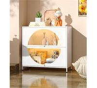 LLHTTDMBDFC Vetrina ribaltabile trasparente con ante in vetro - Libreria da terra, organizer antipolvere for oggetti da collezione e decorazioni(Round Door 80 cm)