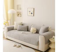 LLIDDAMES Copridivano 1/2/3/4 Posti con Braccioli Copriseduta Divano Copri Divano per Cane Gatti Antiscivolo Sofa Protettore Copricuscini per Divani in Morbido Peluche(Grey,110 * 260cm)