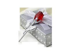 LLILUEBVA Regalo di San Valentino Cristallo Rosa Fiore artificiale Argento Asta d'oro for la fidanzata Regali di nozze for gli ospiti(Sliver Red)