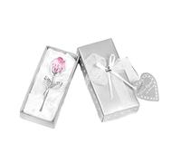LLILUEBVA Regalo di San Valentino Cristallo Rosa Fiore artificiale Argento Asta d'oro for la fidanzata Regali di nozze for gli ospiti(Sliver Pink)