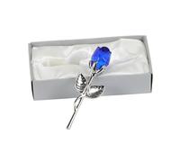 LLILUEBVA Regalo di San Valentino Cristallo Rosa Fiore artificiale Argento Asta d'oro for la fidanzata Regali di nozze for gli ospiti(Sliver Blue)