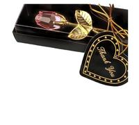 LLILUEBVA Regalo di San Valentino Cristallo Rosa Fiore artificiale Argento Asta d'oro for la fidanzata Regali di nozze for gli ospiti(Black pink)