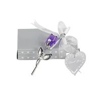 LLILUEBVA Regalo di San Valentino Cristallo Rosa Fiore artificiale Argento Asta d'oro for la fidanzata Regali di nozze for gli ospiti(Sliver Purple)