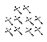 LLINthy 10pc Croce Pendenti Modello Per Gioielli Personalizzati Cristo Croce Gioielli Trovare Significativo Amico Famiglia Argento Colore Pendenti