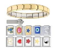 LLINthy Ciondolo multifunzionale in acciaio inox da 9 mm, in oro e argento, per donne, uomini, bambini, artigianato modulare, Misura unica, come descritto