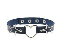 LLINthy Collarino europeo e in pelle, stile punk, a forma di cuore, per discoteca e discoteca, Pelle PU+accessori in metallo