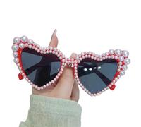 LLINthy Elegante cuore UV400 Pearl occhiali da sole casual Blings per incontri speciali cosplay partito