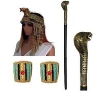 LLINthy Faraone Cappello Serpente Hairband Cosplay Fasce per Halloween Cosplay Regina d'Egitto Perline Dorate Copricapo Halloween
