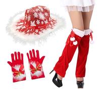 LLINthy Festive Cappelli Cosplay Calze Guanti Vestito Uomini Donne Natale Western Santa Per Festa di Natale Usura Twinkling Denims Cappelli