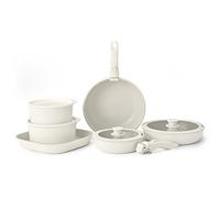 LLINthy Set di pentole antiaderenti con manico staccabile Padella in alluminio Padelle Pentole per soffriggere bistecca e friggere Set di padelle antiaderenti