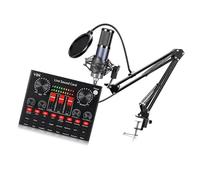 LLINthy Set di schede audio con microfono a condensatore, tipo C in tempo reale, professionale, per streaming podcasting, uso microfono a condensatore